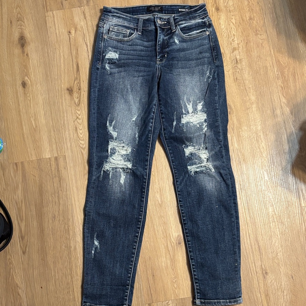 Judy Blue Dark Wash Distressed Skinny Jeans